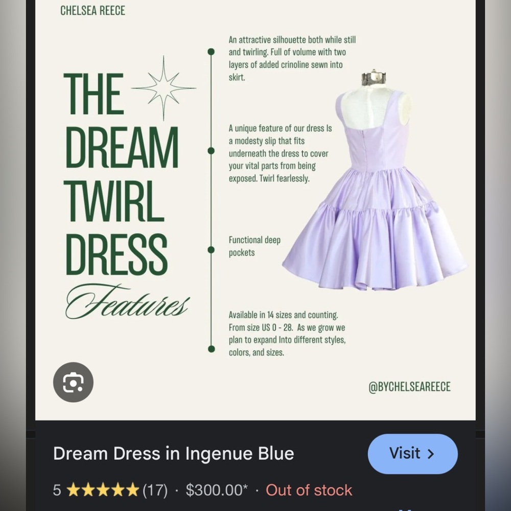 Chelsea Reece The Dream Dress Size 6 Medium Sold Out Violet Princess Purple NWT✨